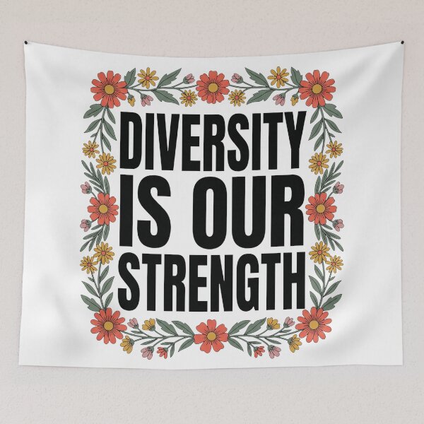 Item preview, Diversity Is Our Strength Retro Floral Frame designed and sold by IsDesignHub.