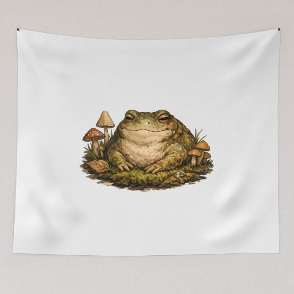 Item preview, Goblin Toad in Moss – Cozy Goblincore Forest Amphibian Illustration designed and sold by aquaterralife.