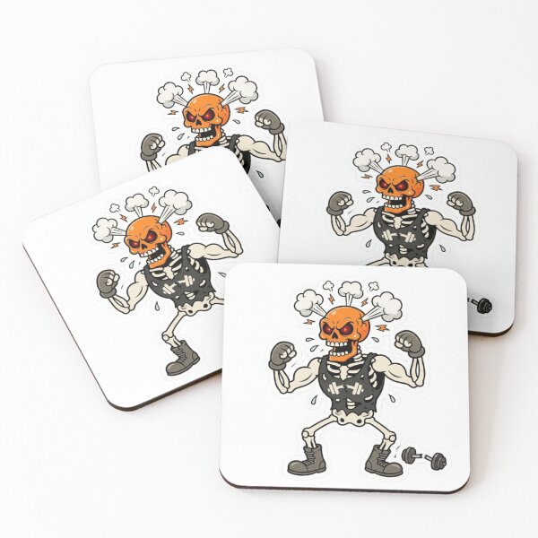 Item preview, Angry Gym Skeleton Beast Mode Pumping Iron Fitness Sticker designed and sold by JeevanStickers.