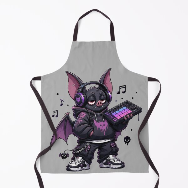 Item preview, Goth DJ Bat – Cute Darkwave Music Producer Cartoon designed and sold by Motel Mirage.