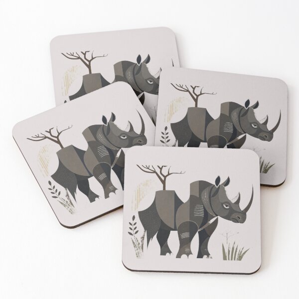 Item preview, Geometric Rhino Black in African Savannah designed and sold by DarVibe Designs.