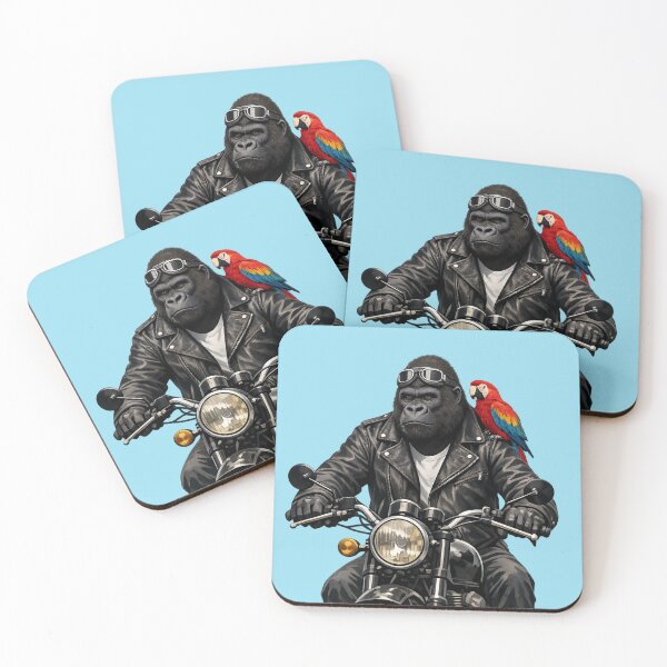 Item preview, Biker Gorilla with Parrot – Funny Animal Art designed and sold by Dogandesighn.