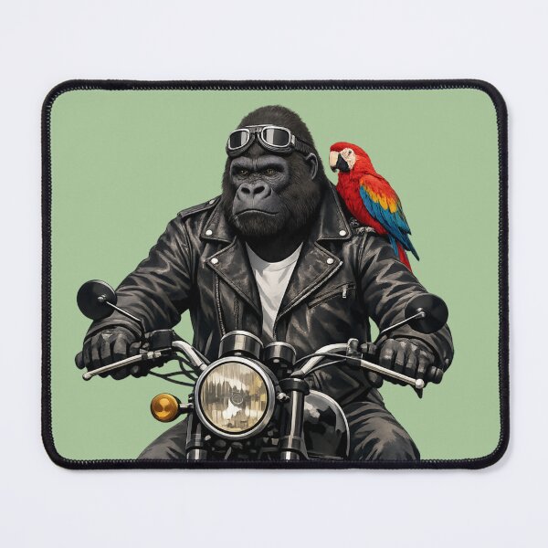 Item preview, Biker Gorilla with Parrot – Funny Animal Art designed and sold by Dogandesighn.