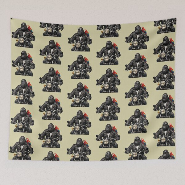 Item preview, Biker Gorilla with Parrot – Funny Animal Art designed and sold by Dogandesighn.