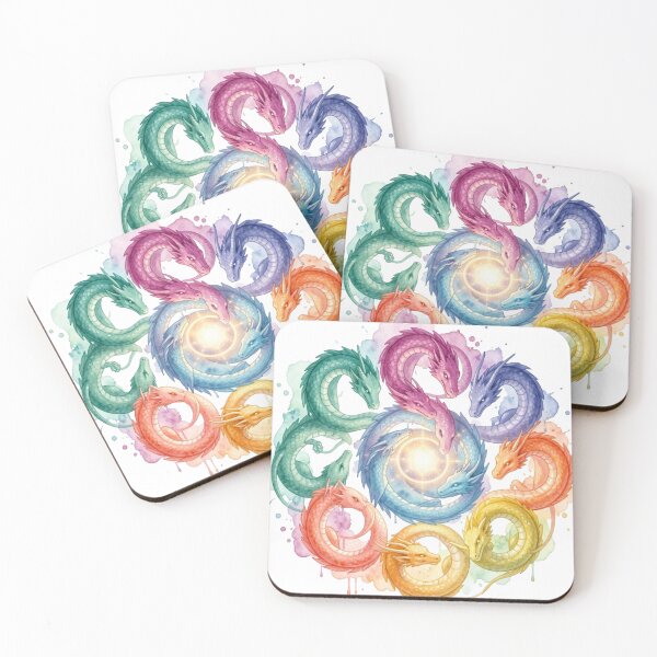 Item preview, Watercolor Dragon Spiral T-Shirt | Fantasy Celestial Dragons Around Magic Orb designed and sold by DmaarGroup.