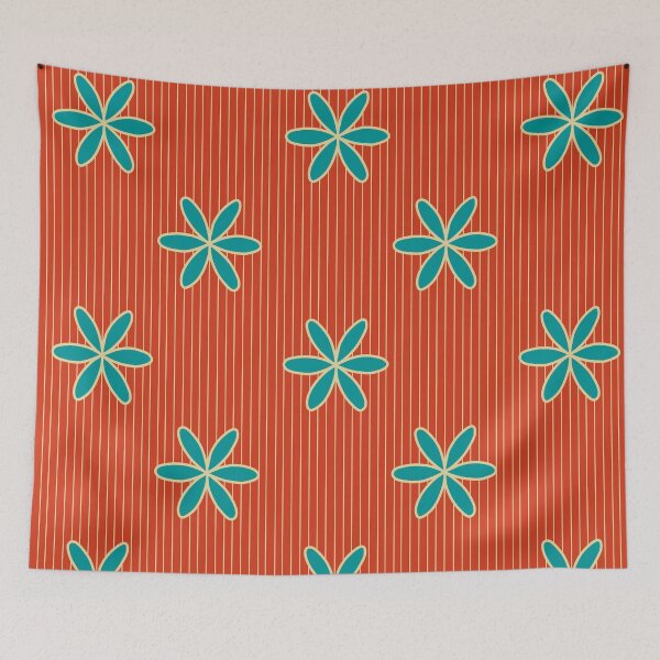 Item preview, Blue Flowers in a stripe land B3 | Modern and Graphic Floral Design designed and sold by StefanStudioArt.