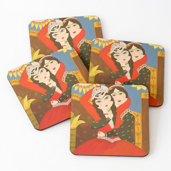 Item preview, Qajar Style Lovers Drawing with Moon and Sun designed and sold by Tulip1358.
