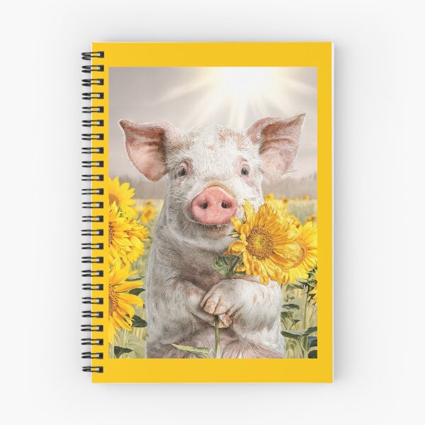 Item preview, Cute Pig with Sunflowers designed and sold by SalonOfArt.