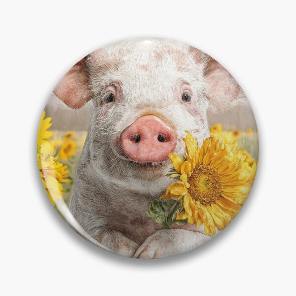 Item preview, Cute Pig with Sunflowers designed and sold by SalonOfArt.