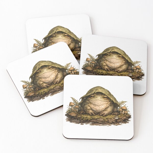 Item preview, Sleepy Goblincore Swamp Frog – Cozy Moss & Mushroom Woodland Sticker designed and sold by aquaterralife.
