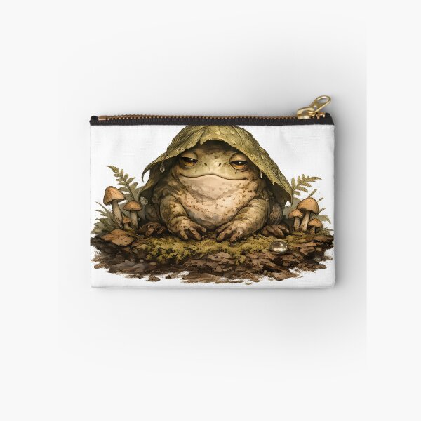 Item preview, Sleepy Goblincore Swamp Frog – Cozy Moss & Mushroom Woodland Sticker designed and sold by aquaterralife.
