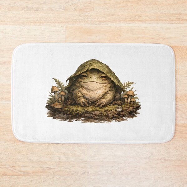 Item preview, Sleepy Goblincore Swamp Frog – Cozy Moss & Mushroom Woodland Sticker designed and sold by aquaterralife.