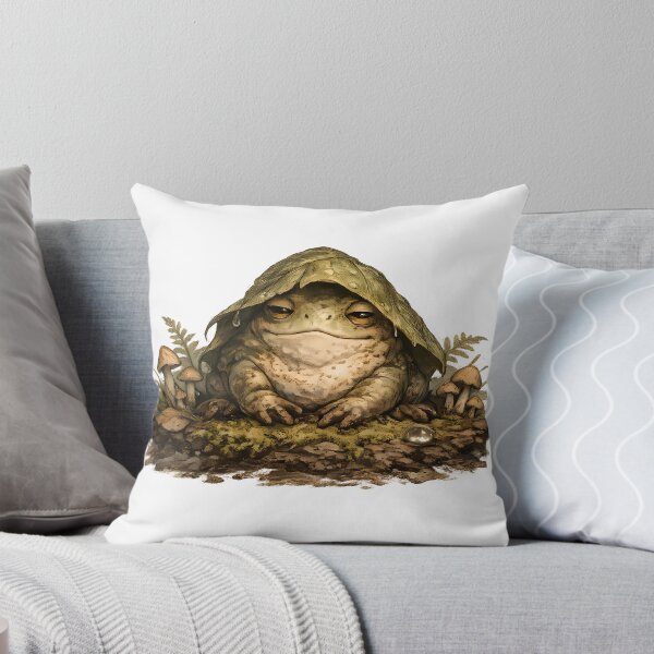 Item preview, Sleepy Goblincore Swamp Frog – Cozy Moss & Mushroom Woodland Sticker designed and sold by aquaterralife.