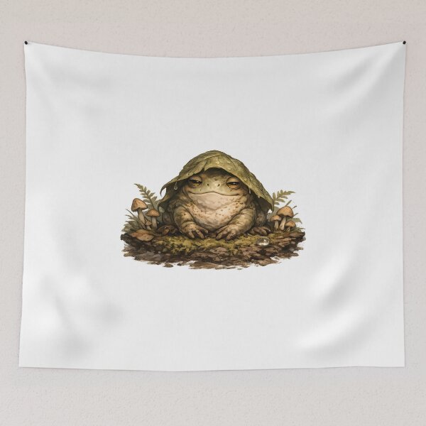 Item preview, Sleepy Goblincore Swamp Frog – Cozy Moss & Mushroom Woodland Sticker designed and sold by aquaterralife.