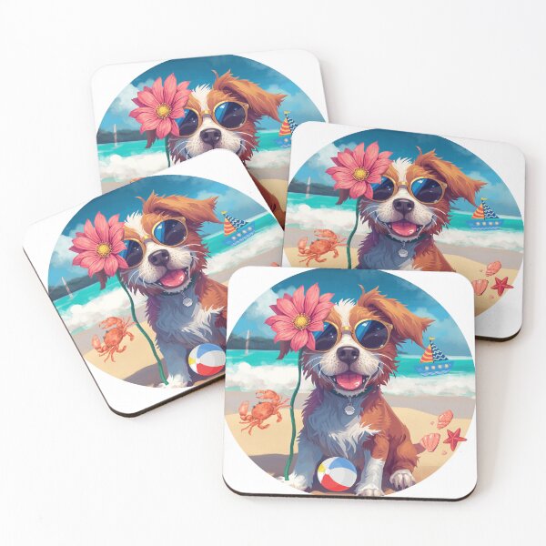 Item preview, Happy Dog with Shells and Sailboat designed and sold by DidiDesignShop.