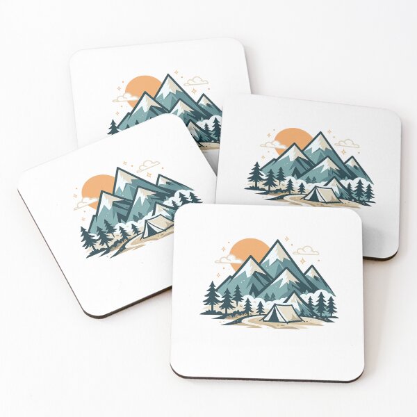 Item preview, Geometric Mountain Landscape with Sunset Tent and Pine Trees designed and sold by OnPointOutfits.