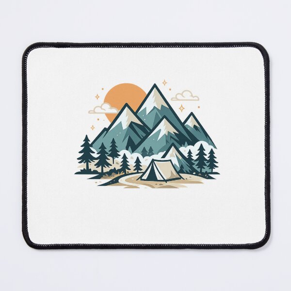 Item preview, Geometric Mountain Landscape with Sunset Tent and Pine Trees designed and sold by OnPointOutfits.