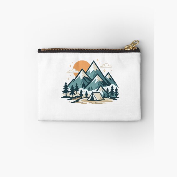 Item preview, Geometric Mountain Landscape with Sunset Tent and Pine Trees designed and sold by OnPointOutfits.