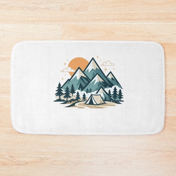 Item preview, Geometric Mountain Landscape with Sunset Tent and Pine Trees designed and sold by OnPointOutfits.