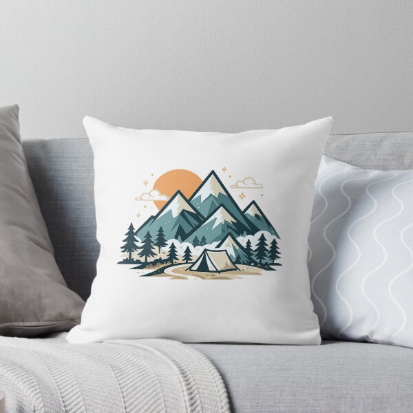 Item preview, Geometric Mountain Landscape with Sunset Tent and Pine Trees designed and sold by OnPointOutfits.