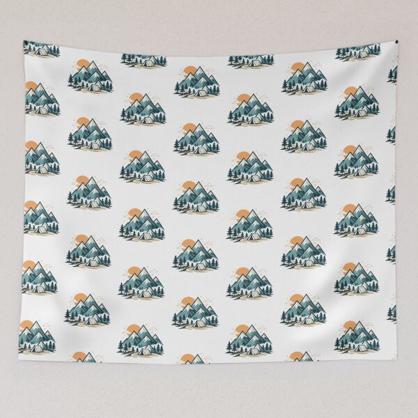 Item preview, Geometric Mountain Landscape with Sunset Tent and Pine Trees designed and sold by OnPointOutfits.
