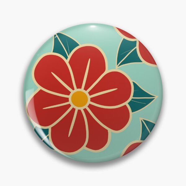 Item preview, Red Retro Floral Pattern 94 – Vintage Flower Design  designed and sold by StefanStudioArt.