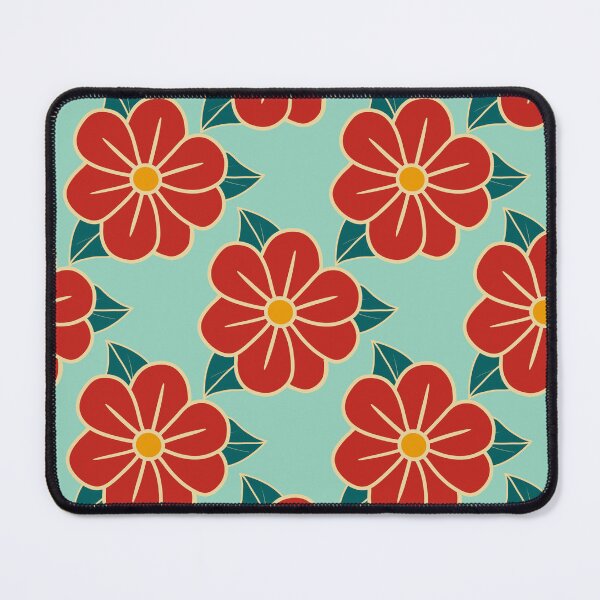 Item preview, Red Retro Floral Pattern 94 – Vintage Flower Design designed and sold by StefanStudioArt.