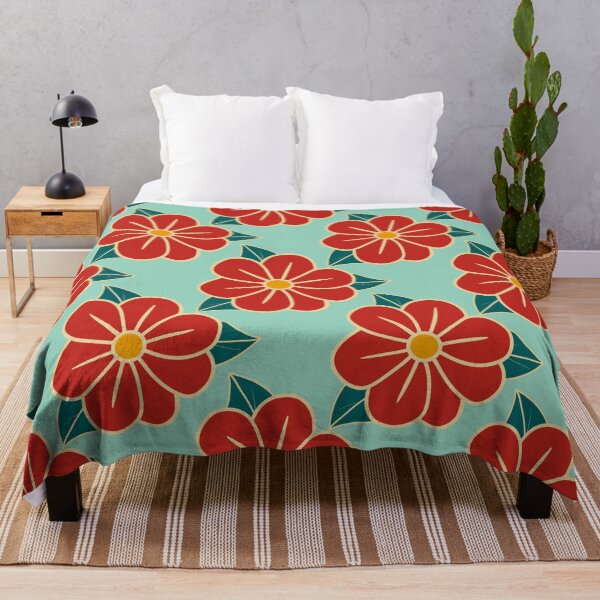 Item preview, Red Retro Floral Pattern 94 – Vintage Flower Design  designed and sold by StefanStudioArt.