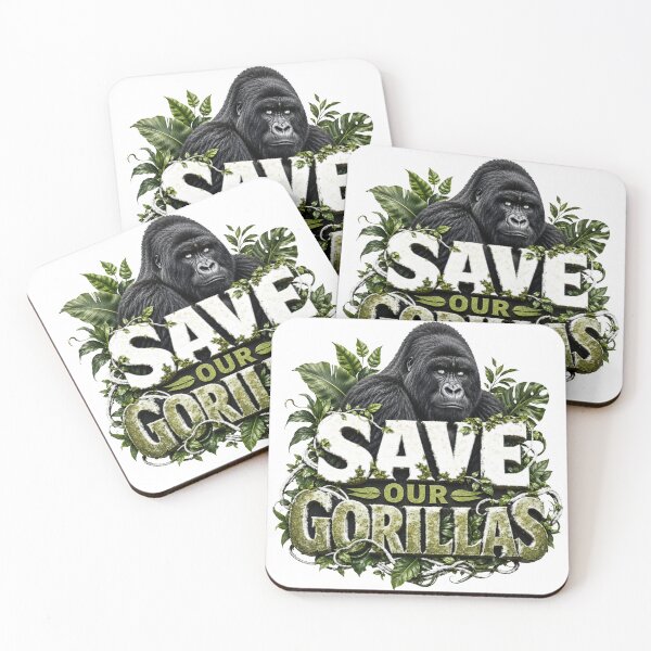 Item preview, Typographic Poster "Save Our Gorillas" the Mountain Gorilla designed and sold by DarVibe Designs.