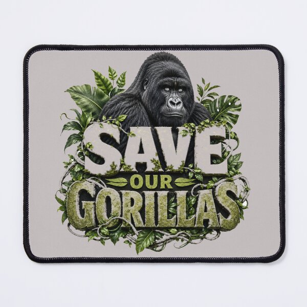 Item preview, Typographic Poster "Save Our Gorillas" the Mountain Gorilla designed and sold by DarVibe Designs.