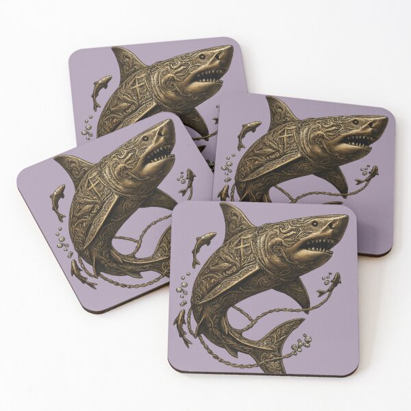 Item preview, Vintage Steampunk Shark PNG | Gothic Ocean Tattoo Style Transparent Design designed and sold by arifali786.