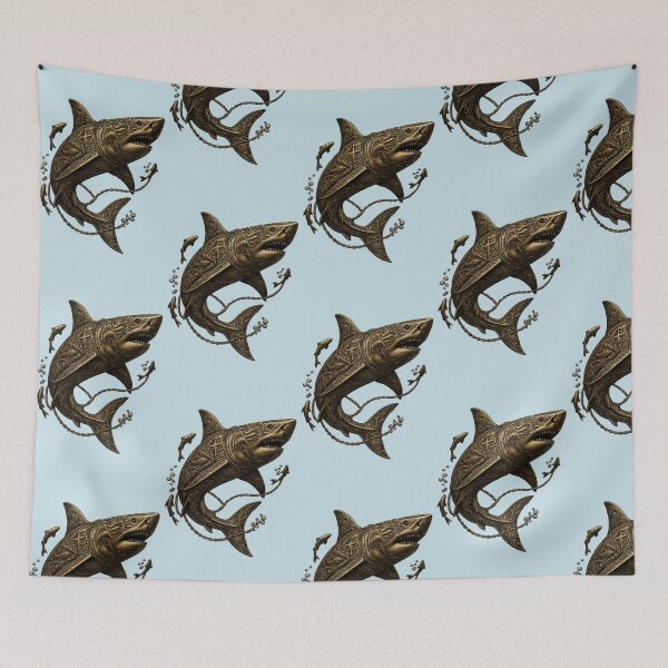 Item preview, Vintage Steampunk Shark PNG | Gothic Ocean Tattoo Style Transparent Design designed and sold by arifali786.