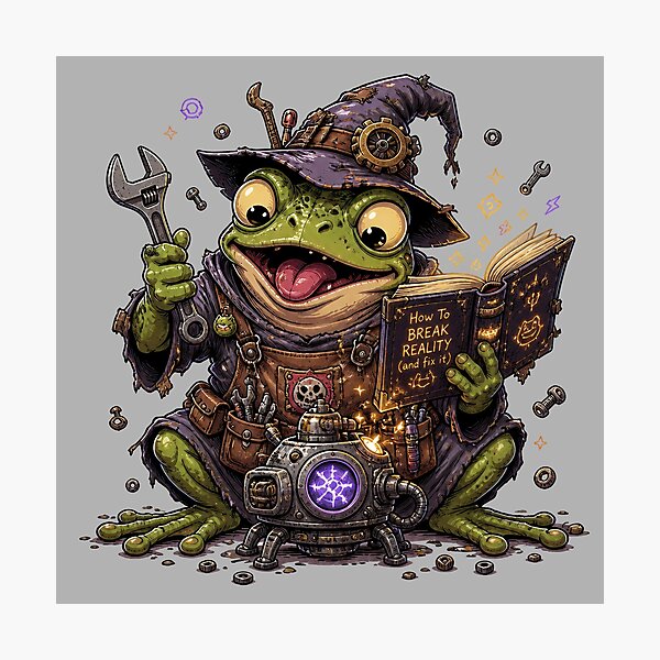 Item preview, Chaos Wizard Frog – Mad Scientist Fantasy Frog Illustration designed and sold by Motel Mirage.