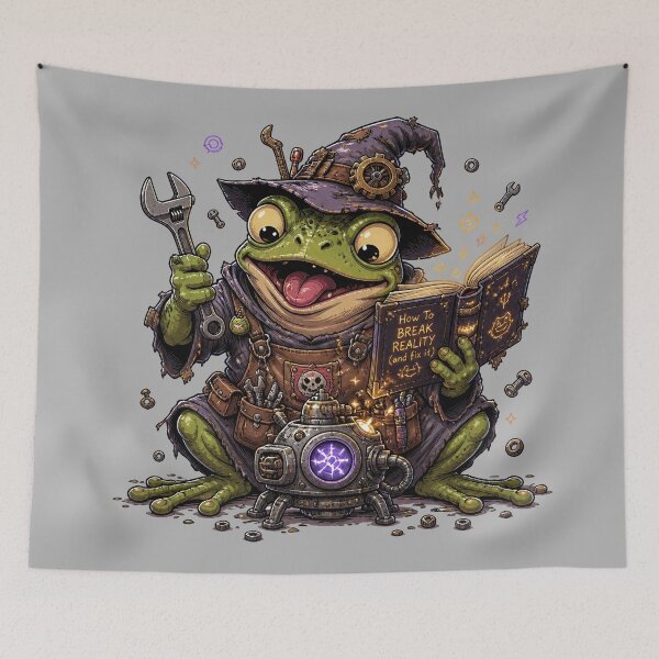 Item preview, Chaos Wizard Frog – Mad Scientist Fantasy Frog Illustration designed and sold by Motel Mirage.