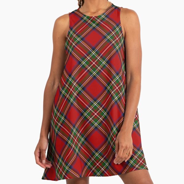 Royal Stewart Tartan - Classic Highland Plaid Tartan A-Line Dress