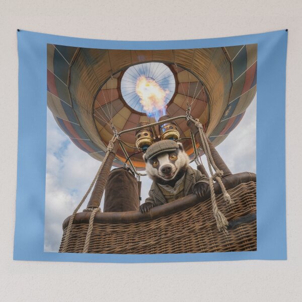 Item preview, Snazzy Badger Goes Up in Hot Air Balloon designed and sold by Tridentulus.