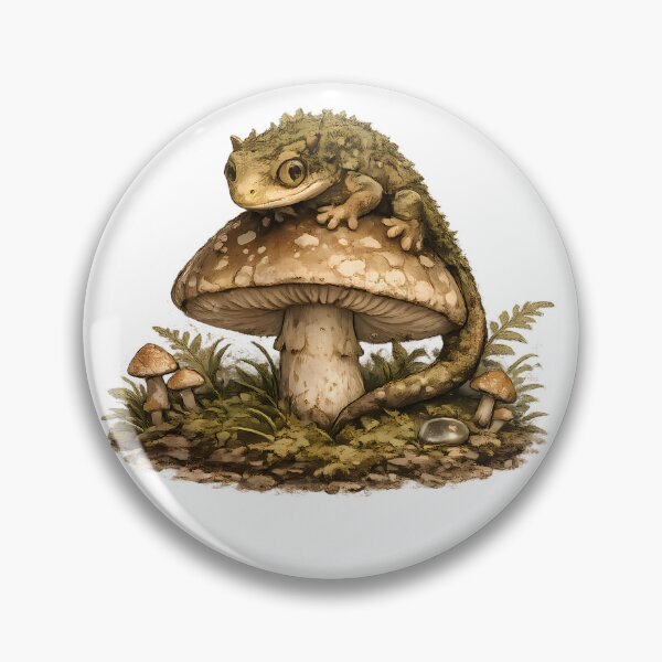 Item preview, Moss Gecko on Mushroom – Goblincore Forest Creature Sticker designed and sold by aquaterralife.