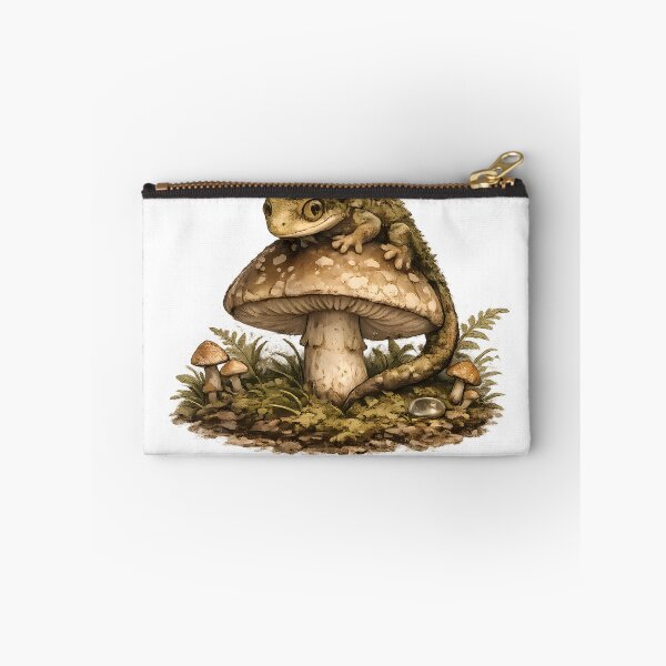 Item preview, Moss Gecko on Mushroom – Goblincore Forest Creature Sticker designed and sold by aquaterralife.