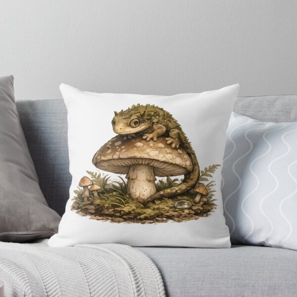 Item preview, Moss Gecko on Mushroom – Goblincore Forest Creature Sticker designed and sold by aquaterralife.