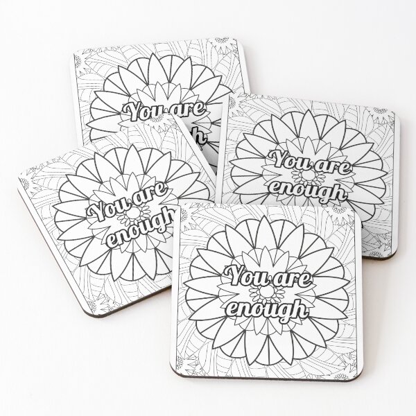 Item preview, Mandala Coloring Page - You Are Enough - Stress Relief Printable designed and sold by BreathAndColor.