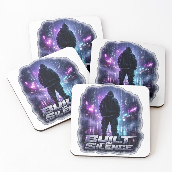 Item preview, Built In Silence Cyberpunk Sticker | Neon Rain Streetwear Aesthetic Vinyl Decal designed and sold by Kannada Ink Studio.