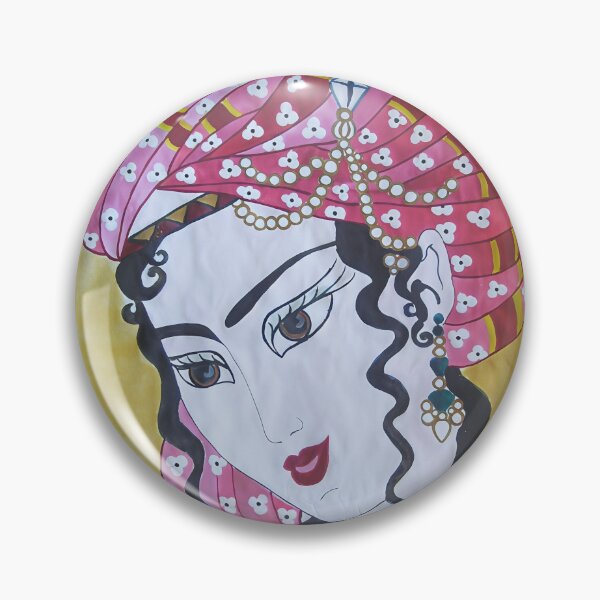 Item preview, Ornate Persian Portrait with Patterned Pink Turban designed and sold by Tulip1358.