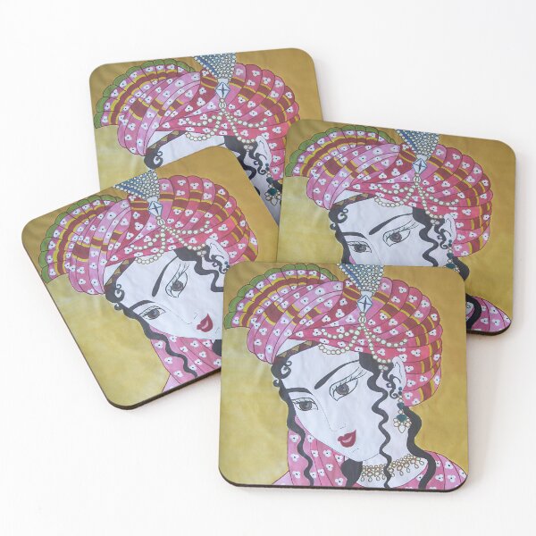 Item preview, Ornate Persian Portrait with Patterned Pink Turban designed and sold by Tulip1358.
