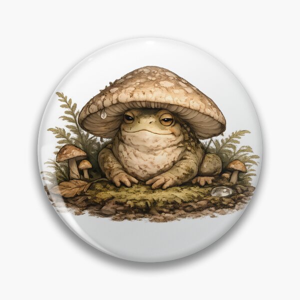 Item preview, Mushroom Hat Frog – Goblincore Woodland Amphibian Illustration designed and sold by aquaterralife.
