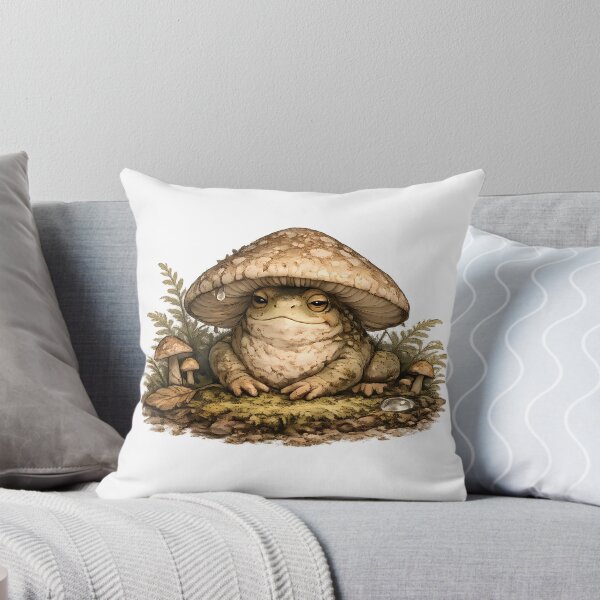 Item preview, Mushroom Hat Frog – Goblincore Woodland Amphibian Illustration designed and sold by aquaterralife.