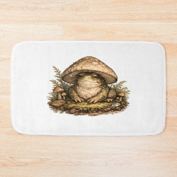 Item preview, Mushroom Hat Frog – Goblincore Woodland Amphibian Illustration designed and sold by aquaterralife.