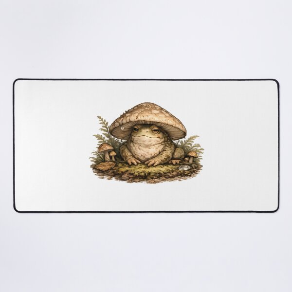 Item preview, Mushroom Hat Frog – Goblincore Woodland Amphibian Illustration designed and sold by aquaterralife.