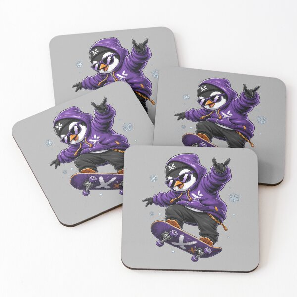 Item preview, Skater Penguin – Streetwear Cartoon Penguin Skateboarding Art designed and sold by Motel Mirage.