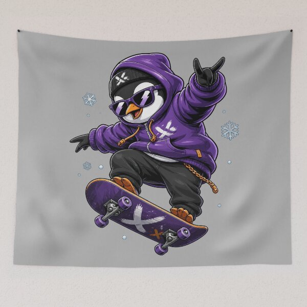 Item preview, Skater Penguin - Streetwear Penguin on a Skateboard designed and sold by Motel Mirage.