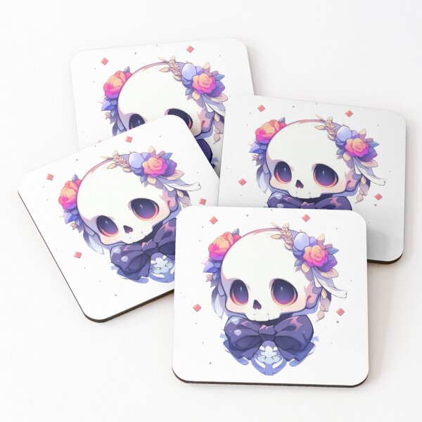 Item preview, Kawaii Floral Skull Chibi Art | Cute Pastel Gothic Skeleton Design designed and sold by SkeletonMood.